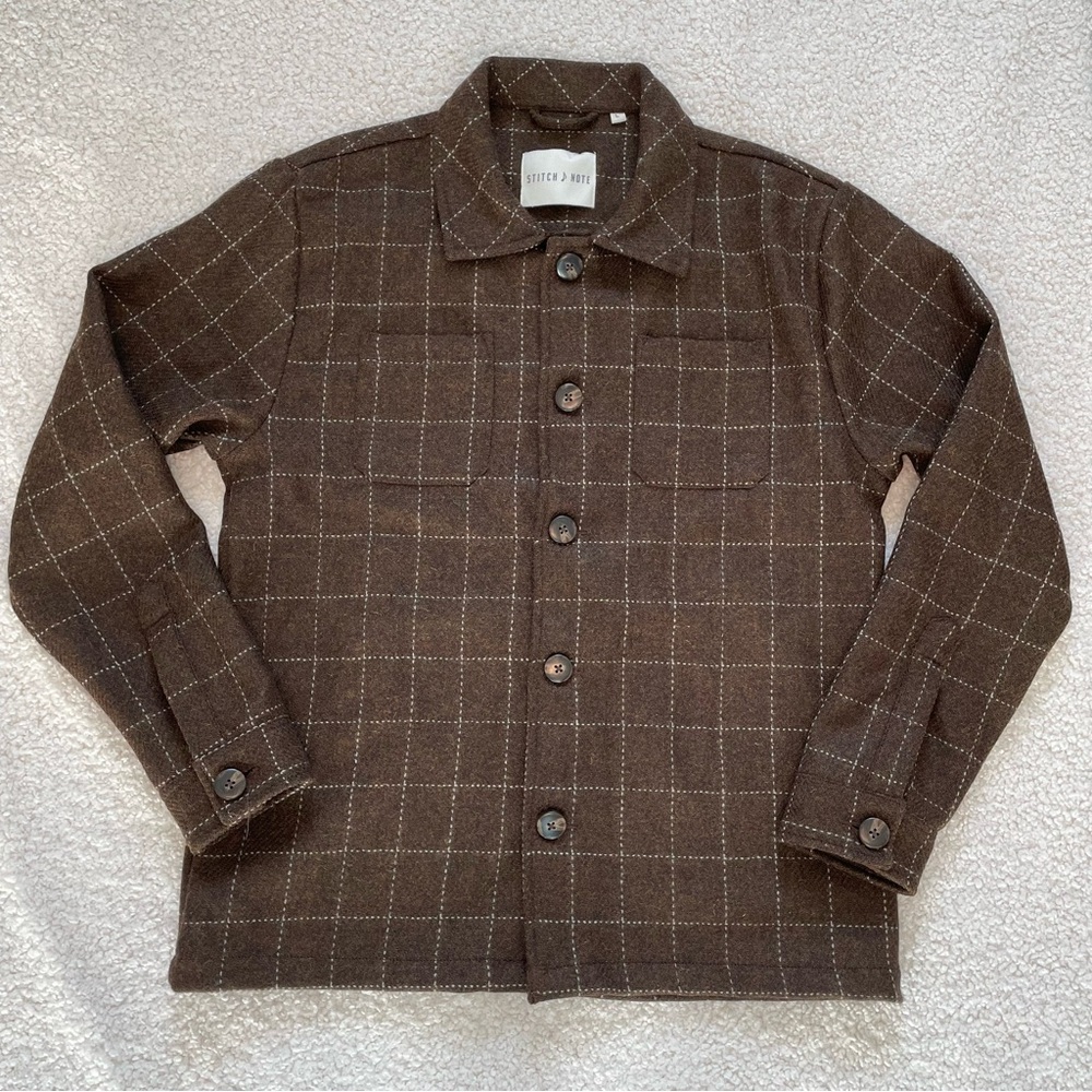 Stitch Note Men’s Wool Jacket EUC - Yarn Dyed Pecan, Size Large